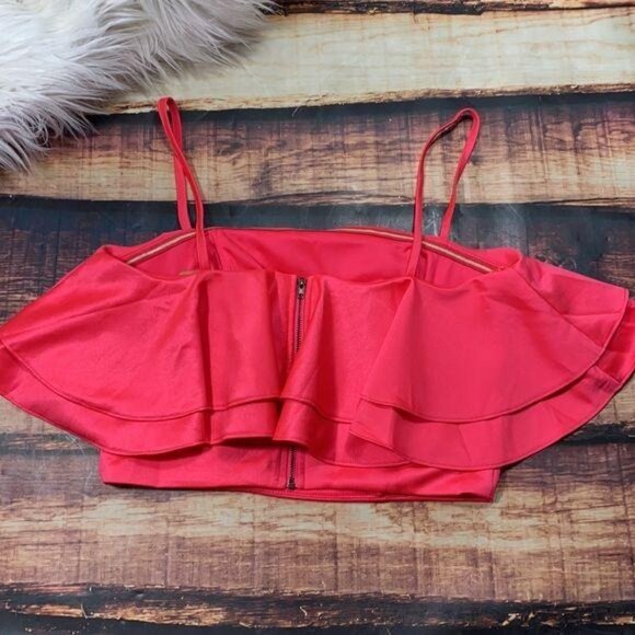 Hot Pink Ruffle Crop Top - Picture 6 of 7